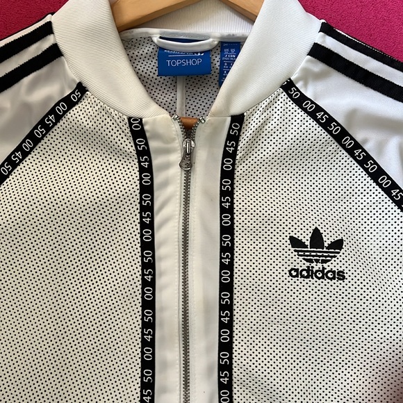 Adidas TopShop ladies lamb leather and cloth sleeves jacket - Picture 10 of 11